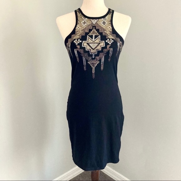 Express Dresses & Skirts - Express Sequin Embellished Black Bodycon Dress